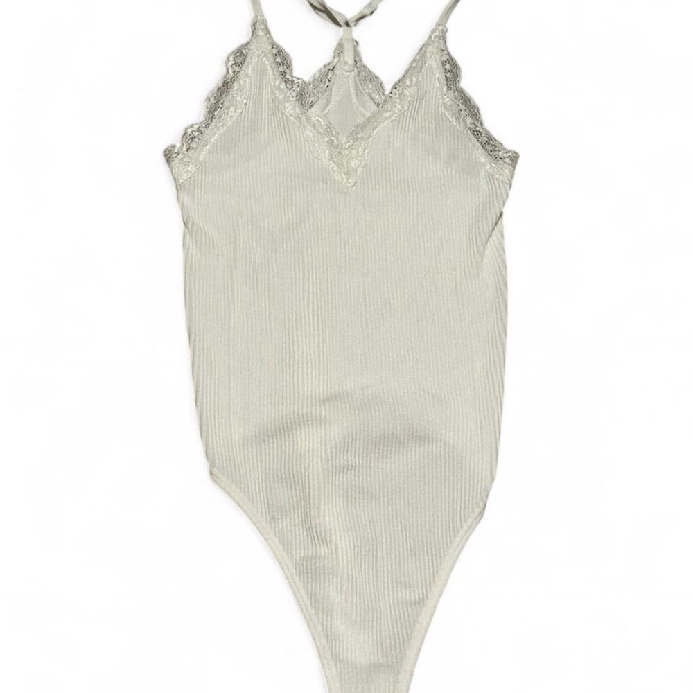 Lace Trim Ribbed Bodysuit